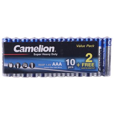 برای اطلاع از قیمت عمده تماس حاصل فرمایید 

پک 2+10 باتری نیم قلمی Camelion Super Heavy Duty R03P 1.5V AAA شرینک